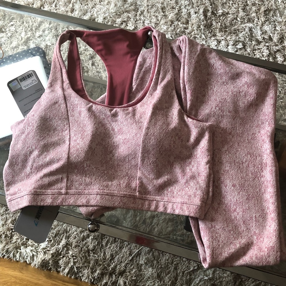 NWT Gymshark Pink Fleur Bra Leggings Set Size L